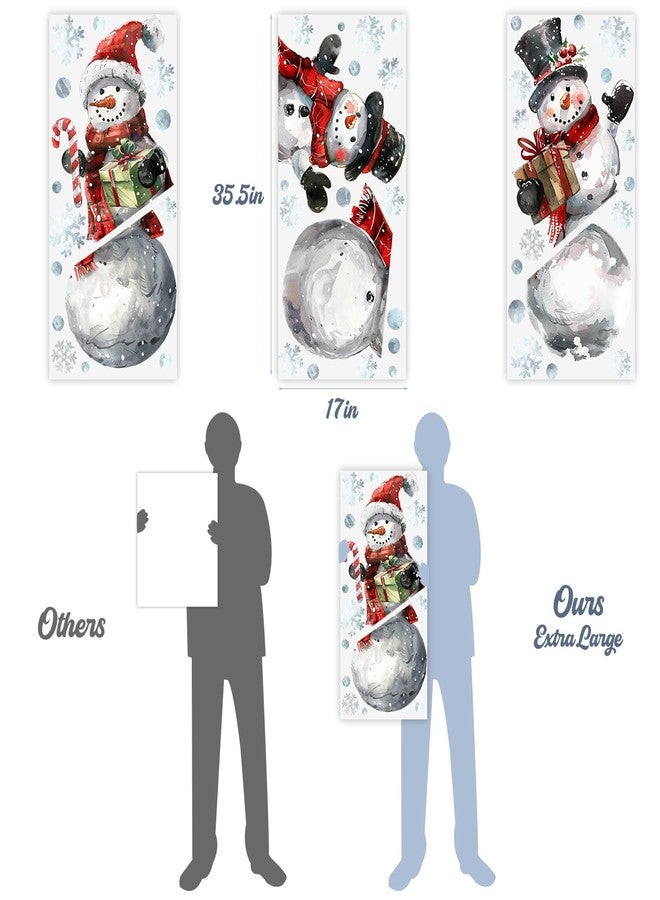 Ivenf Christmas Window Clings Decorations: 3 Sheets Extra Large Rustic Snowman Window Clings with Snowflakes, Watercolor Farmhouse Winter Xmas Stickers for Home Office School Holiday Party Décor - Image 2