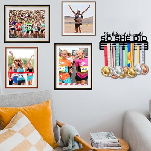 Resama Fashion Medal Hanger Holder Display Wall Rack Frame ShelfBlack Metal Medal Hanger Awards Ribbon CheerGymnasticsSoccer Easy to Install - Image 3