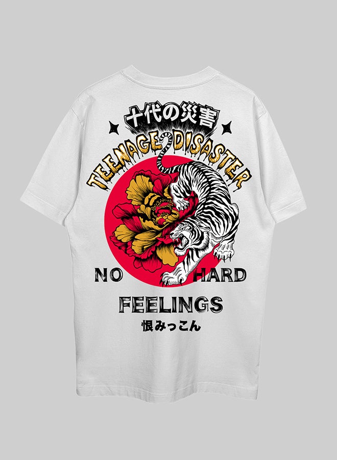 THREADCURRY THREADCURRY Hard Feelings Oversized Drop Shoulder Cotton Loose Printed T-Shirt for Men  - Image 1