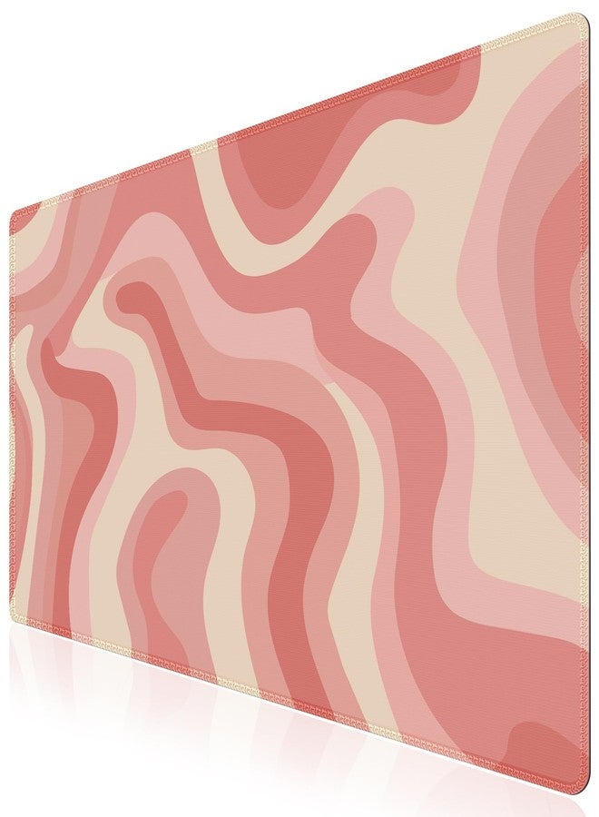 iCasso Desk Mat, Desk Matt for Desktop, Cute Desk Pad Mat, XXL Large Mouse Pad for Desk, Anti-Slip Big Mousepad with Stitched Edges, Keyboard Pad Mouse Mat for Computer (Pink Topographic) - Image 1