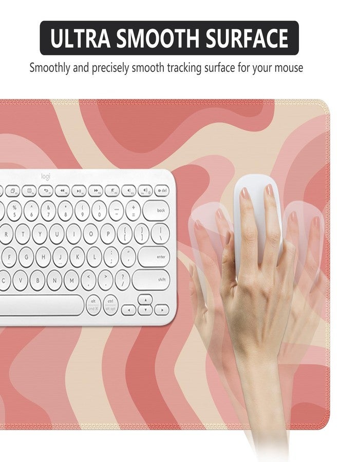 iCasso Desk Mat, Desk Matt for Desktop, Cute Desk Pad Mat, XXL Large Mouse Pad for Desk, Anti-Slip Big Mousepad with Stitched Edges, Keyboard Pad Mouse Mat for Computer (Pink Topographic) - Image 5