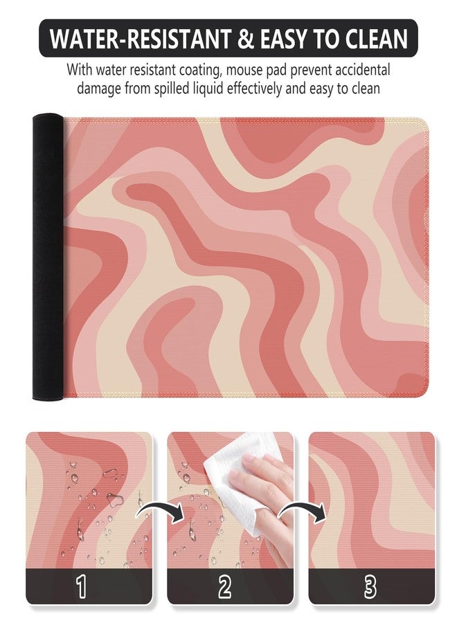 iCasso Desk Mat, Desk Matt for Desktop, Cute Desk Pad Mat, XXL Large Mouse Pad for Desk, Anti-Slip Big Mousepad with Stitched Edges, Keyboard Pad Mouse Mat for Computer (Pink Topographic) - Image 4