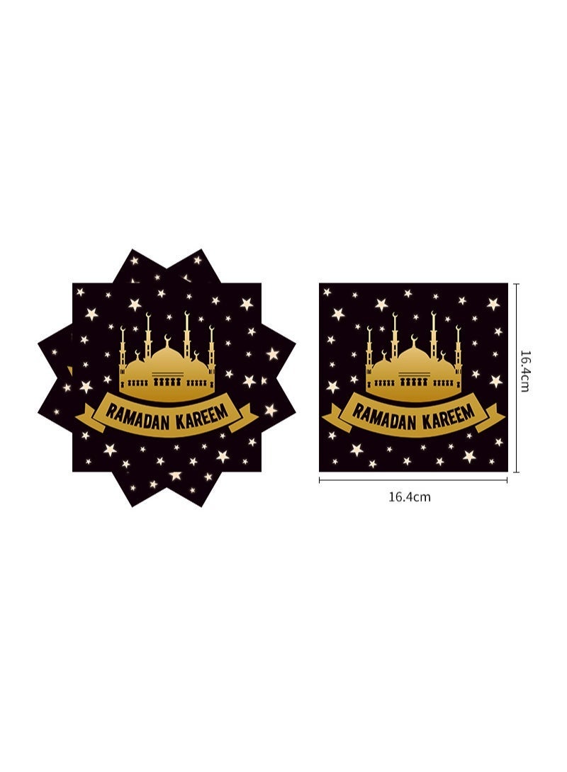 توب ون مجموعة أدوات مائدة لحفلات رمضان وعيد مبارك مكونة من 169 قطعة تكفي 24 ضيفًا، تتضمن أطباق عشاء 9 بوصات، وأطباق حلوى 7 بوصات، وأكواب 9 أونصة، ومناديل عيد مبارك، ومفرش طاولة لديكورات رمضان - Image 3