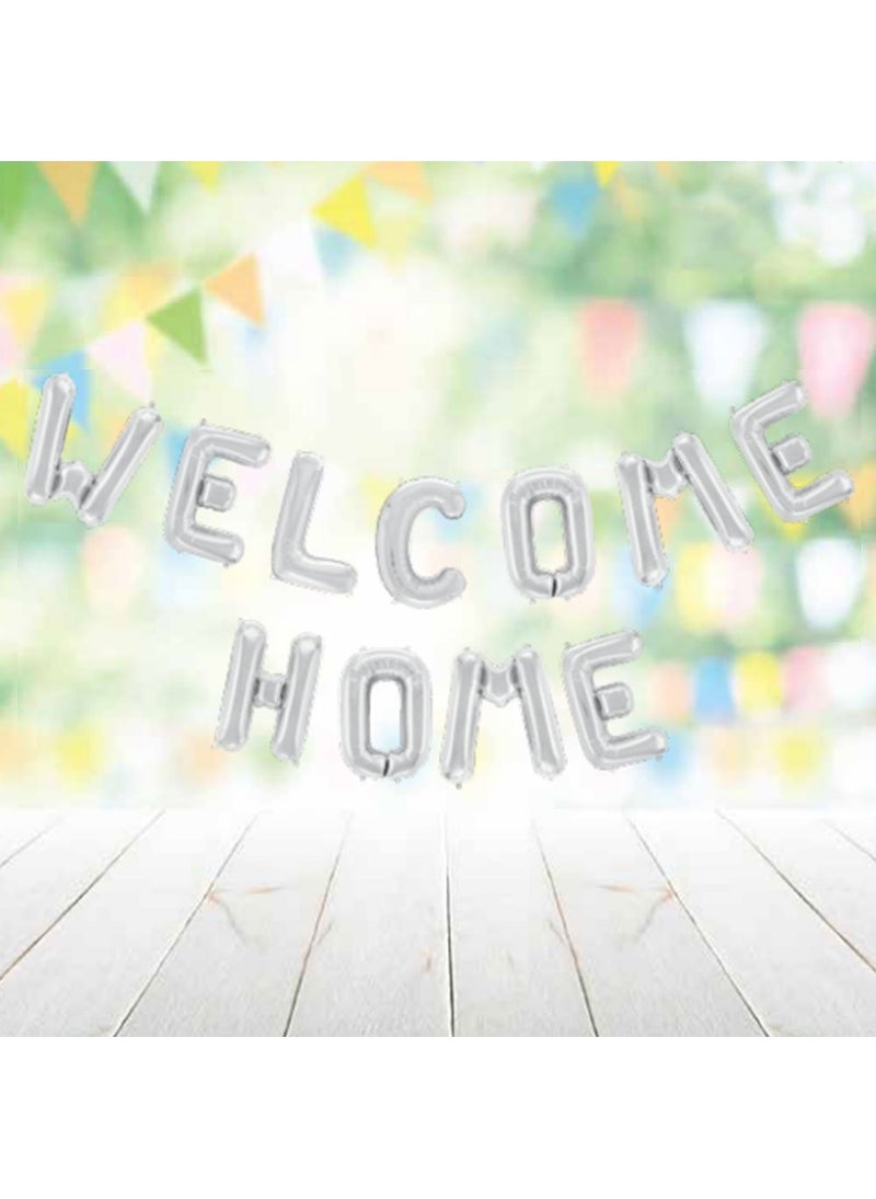 Globos Welcome Home Foil Letter Balloons Silver 41cm 11-Pack - Image 2