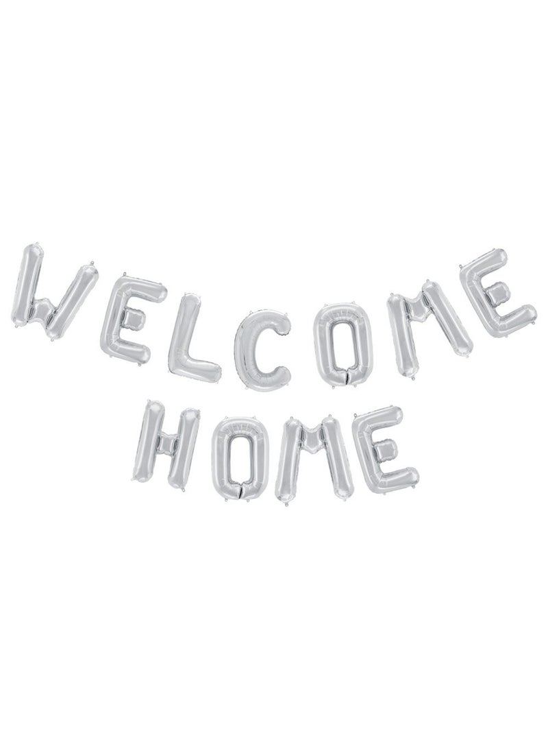 Globos Welcome Home Foil Letter Balloons Silver 41cm 11-Pack - Image 1