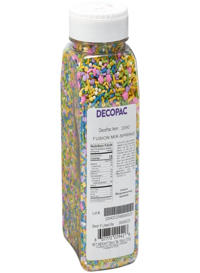 DecoPac Spring Fusion Mix Sprinkles, 26oz, Shaped Candy Sprinkles in Handheld Container, Edible Decorations For Celebration Cakes, Cupcakes, Cookies and Donuts - Image 1