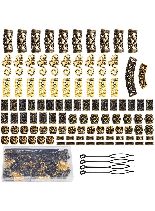 Anglekai 110 Pcs Viking Beard Beads Anglekai Gold Hair Accessories For Viking Hair Beads Beard Braiding Kits For Men And Women - Image 2