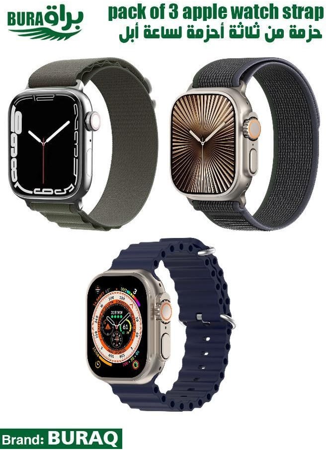 BURAQ - Apple Watch Band Strap For Apple Watch Ultra 2/Ultra 49mm, Series 10 46mm, 9/8/7 45mm, SE2/SE/6/5/4 44mm, 3/2/1 42mm - Image 1