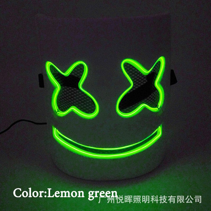 Baoda Electronic Music Festival Marshmallow Dj Headgear Cos Halloween Luminous Mask Led Luminous Marshmallow Headgear - Image 1