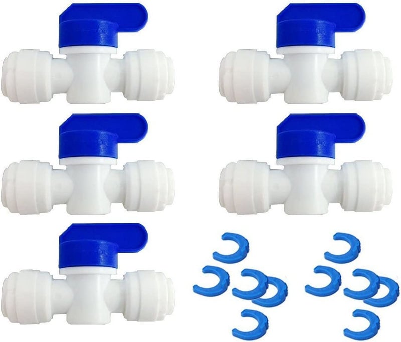 KRPLUS Imported RO Fitting 14 Inch OD Quick Connect Push in to Connect for RO Water Reverse Osmosis System Water Tube Fitting Set of 20 Ball ValveTIL Elbow Connector For Water Purifier White - Image 3