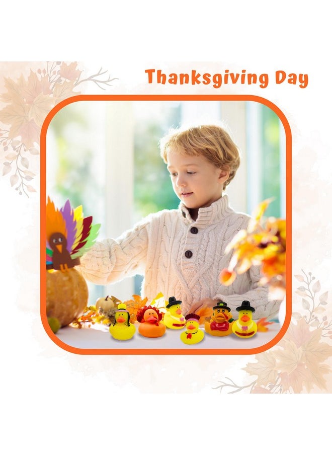 4E's Novelty 4E's Novelty Thanksgiving Rubber Duckies (12 Pack) Thanksgiving Themed Rubber Ducks Bulk Turkey & Pilgrim Ducks, Thanksgiving Party Favors Supplies for Kids Adults, Table Centerpiece, Bath Toys  - Image 5
