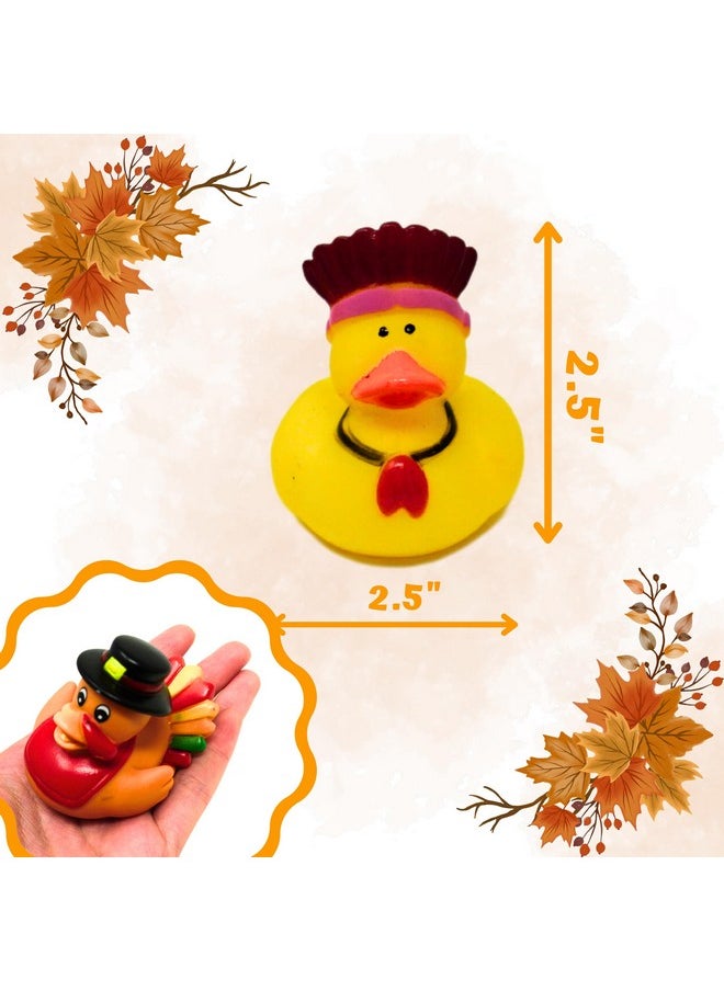 4E's Novelty 4E's Novelty Thanksgiving Rubber Duckies (12 Pack) Thanksgiving Themed Rubber Ducks Bulk Turkey & Pilgrim Ducks, Thanksgiving Party Favors Supplies for Kids Adults, Table Centerpiece, Bath Toys  - Image 2