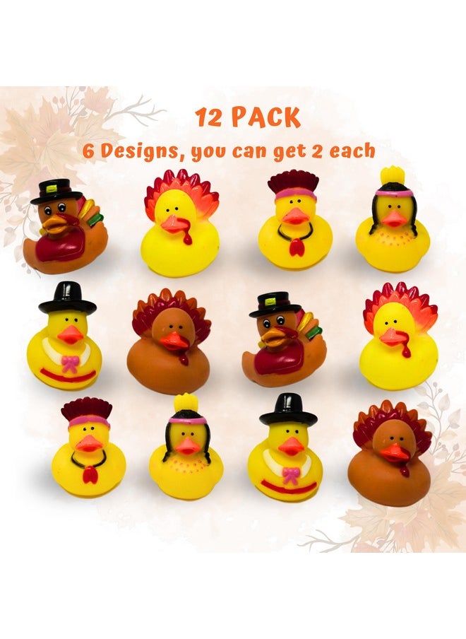 4E's Novelty 4E's Novelty Thanksgiving Rubber Duckies (12 Pack) Thanksgiving Themed Rubber Ducks Bulk Turkey & Pilgrim Ducks, Thanksgiving Party Favors Supplies for Kids Adults, Table Centerpiece, Bath Toys  - Image 3