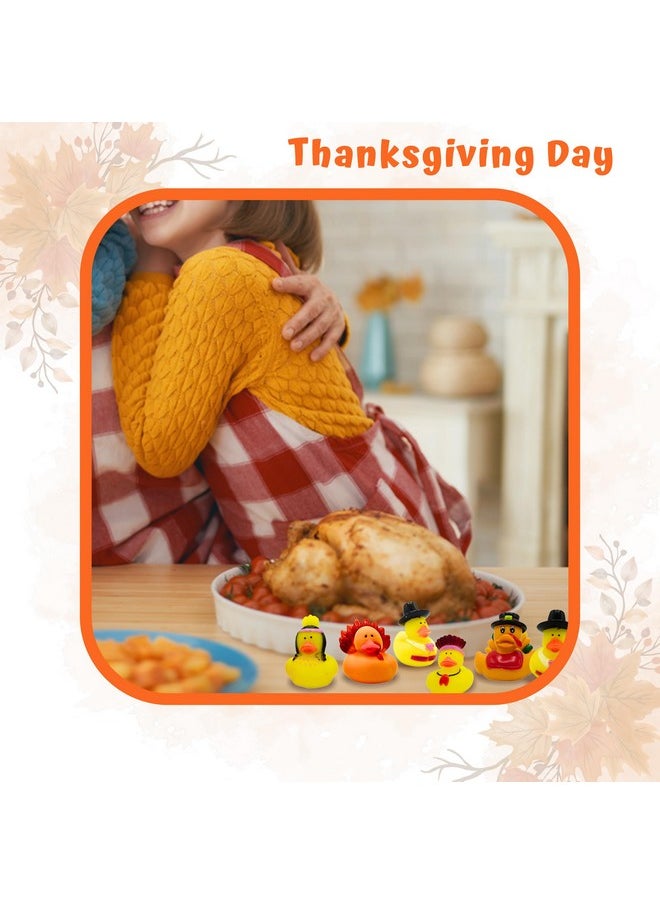 4E's Novelty 4E's Novelty Thanksgiving Rubber Duckies (12 Pack) Thanksgiving Themed Rubber Ducks Bulk Turkey & Pilgrim Ducks, Thanksgiving Party Favors Supplies for Kids Adults, Table Centerpiece, Bath Toys  - Image 4