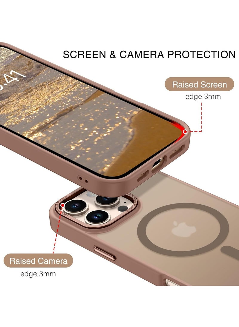 Denx - Magnetic Matte Case for iPhone 16 Pro Compatible with MagSafe, Plating Luxury Cover, Matte Soft TPU Shockproof Protective Phone Case, Compatible with iPhone 16 Pro (Desert Titanium) - Image 1