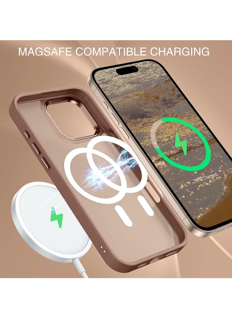 Denx - Magnetic Matte Case for iPhone 16 Pro Compatible with MagSafe, Plating Luxury Cover, Matte Soft TPU Shockproof Protective Phone Case, Compatible with iPhone 16 Pro (Desert Titanium) - Image 1