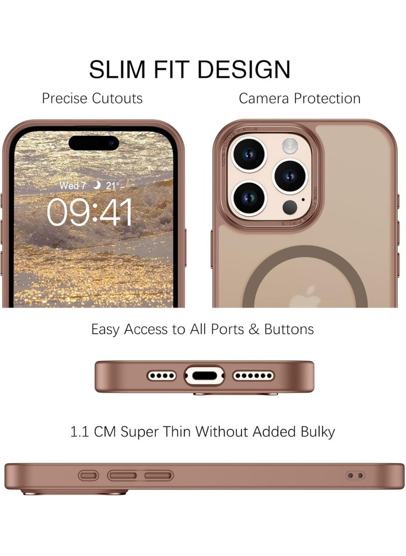 Denx - Magnetic Matte Case for iPhone 16 Pro Compatible with MagSafe, Plating Luxury Cover, Matte Soft TPU Shockproof Protective Phone Case, Compatible with iPhone 16 Pro (Desert Titanium) - Image 1