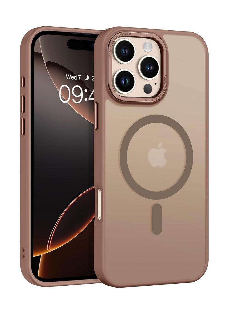 Denx - Magnetic Matte Case for iPhone 16 Pro Compatible with MagSafe, Plating Luxury Cover, Matte Soft TPU Shockproof Protective Phone Case, Compatible with iPhone 16 Pro (Desert Titanium) - Image 1