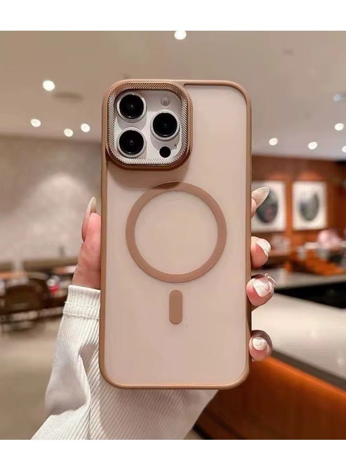 Denx Magnetic Matte Case for iPhone 16 Pro Compatible with MagSafe, Plating Luxury Cover, Matte Soft TPU Shockproof Protective Phone Case, Compatible with iPhone 16 Pro (Desert Titanium) - Image 1