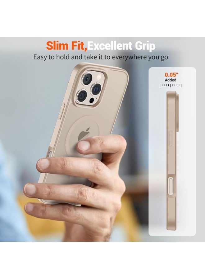 أكاليكس جراب مغناطيسي غير لامع لهاتف iPhone 16 Pro  متوافق مع MagSafe، غطاء فاخر مطلي، جراب هاتف واقي مقاوم للصدمات ناعم من مادة TPU غير اللامعة، متوافق مع iPhone 16 Pro (تيتانيوم صحراوي) - Image 5