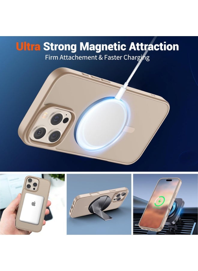 أكاليكس جراب مغناطيسي غير لامع لهاتف iPhone 16 Pro  متوافق مع MagSafe، غطاء فاخر مطلي، جراب هاتف واقي مقاوم للصدمات ناعم من مادة TPU غير اللامعة، متوافق مع iPhone 16 Pro (تيتانيوم صحراوي) - Image 3