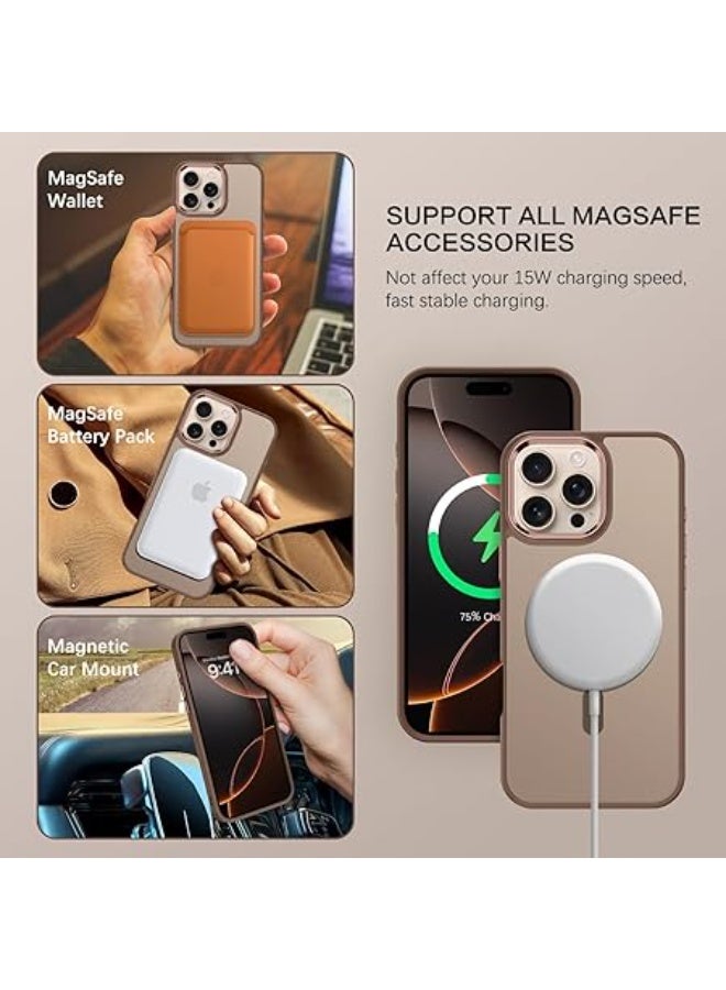 أكاليكس جراب مغناطيسي غير لامع لهاتف iPhone 16 Pro  متوافق مع MagSafe، غطاء فاخر مطلي، جراب هاتف واقي مقاوم للصدمات ناعم من مادة TPU غير اللامعة، متوافق مع iPhone 16 Pro (تيتانيوم صحراوي) - Image 2