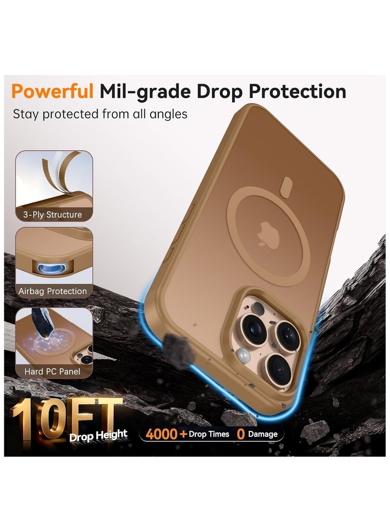 أكاليكس جراب مغناطيسي غير لامع لهاتف iPhone 16 Pro  متوافق مع MagSafe، غطاء فاخر مطلي، جراب هاتف واقي مقاوم للصدمات ناعم من مادة TPU غير اللامعة، متوافق مع iPhone 16 Pro (تيتانيوم صحراوي) - Image 3