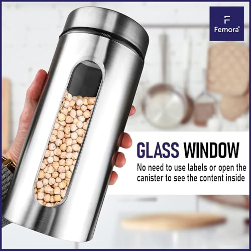 Femora Oval Shape Glass Window Jars | 1000 ML | Set Of 2 |Steel Body See Through Window Jar | 1 Year Warranty | Airtght | Jars for Snacks, Fry Food, Masala, Spice, Pickles, Cookies | Silver - Image 5