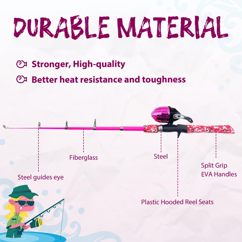 WIDDEN Kids Fishing Pole, Portable Telescopic Kids Fishing Poles for Boys and Girls, Fishing Rod and Reel Combo Kit with Tackle Box, and Fishing Net, Best Fishing Pole for Toddler Youth - Image 5