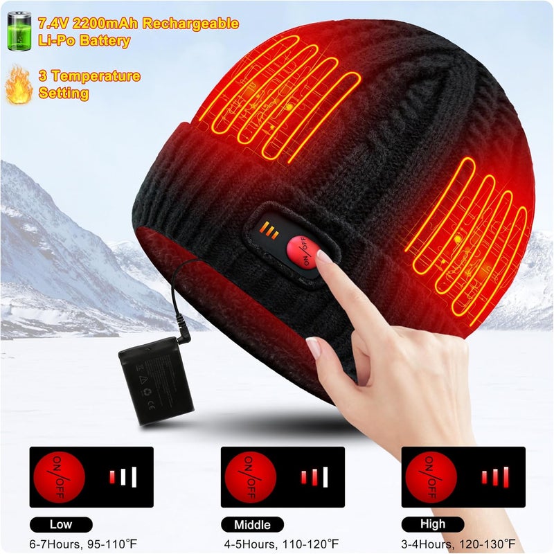 SVPRO Battery Heated Beanie Hat - Rechargeable Warm Winter Cap - Image 3