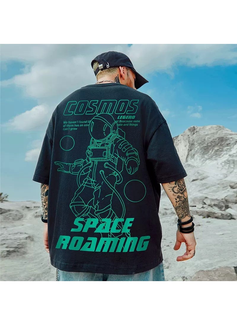 Generic - Hip Hop Style Plus Sizes Short Sleeve T-shirts For Men Summer Ins Trendy Brand Loose Fit Clothing For Overweight Men A228 Black - Image 1