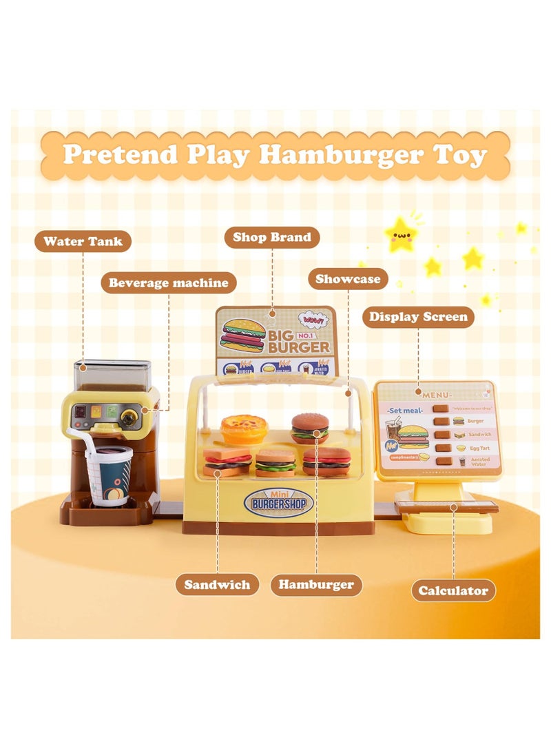 Toy Cash Register for Kids Play Cash Register Toys Play Store with Coffee Machine Hamburger Sandwich Hot Dog Egg Tart Play Money Play Food Pretend Play Set Fast Food Gifts for Girls Boys Kids Ages 3+ - Image 5