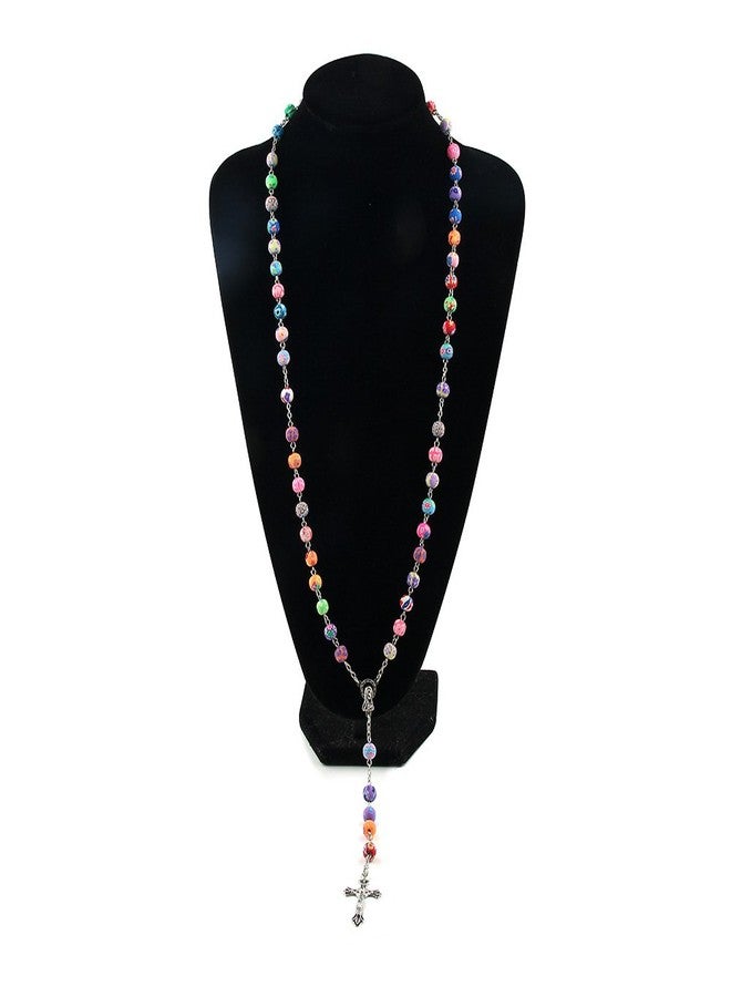 YEYULIN Polymer Clay Bead Rosary Long Necklace Alloy Cross Virgin Christian Catholic Jewelry Rosary Alone for Women - Image 4