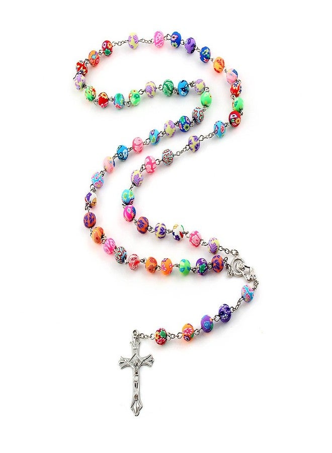 YEYULIN Polymer Clay Bead Rosary Long Necklace Alloy Cross Virgin Christian Catholic Jewelry Rosary Alone for Women - Image 1