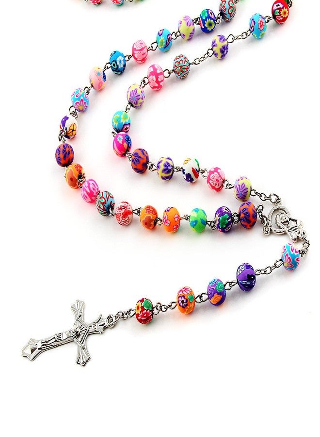 YEYULIN Polymer Clay Bead Rosary Long Necklace Alloy Cross Virgin Christian Catholic Jewelry Rosary Alone for Women - Image 2