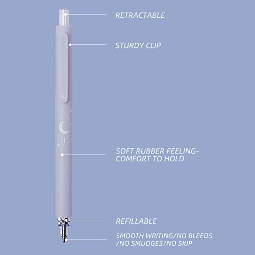 KaCo Gel Pens Cute Stationery 3 Pieces 0.5mm Fine Point, Quick Drying Pens for Journaling Aesthetic Office Supplies, 2 Black Ink and 1 Coral Ink - Image 3