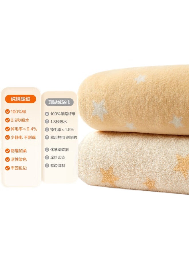 Purcotton Baby Bath Towel, Pure Cotton Warm Fleece Terry Bath Towel, Soft Absorbent Thickened Children'S Bath Towel, Warm And Lint-Free - Image 1