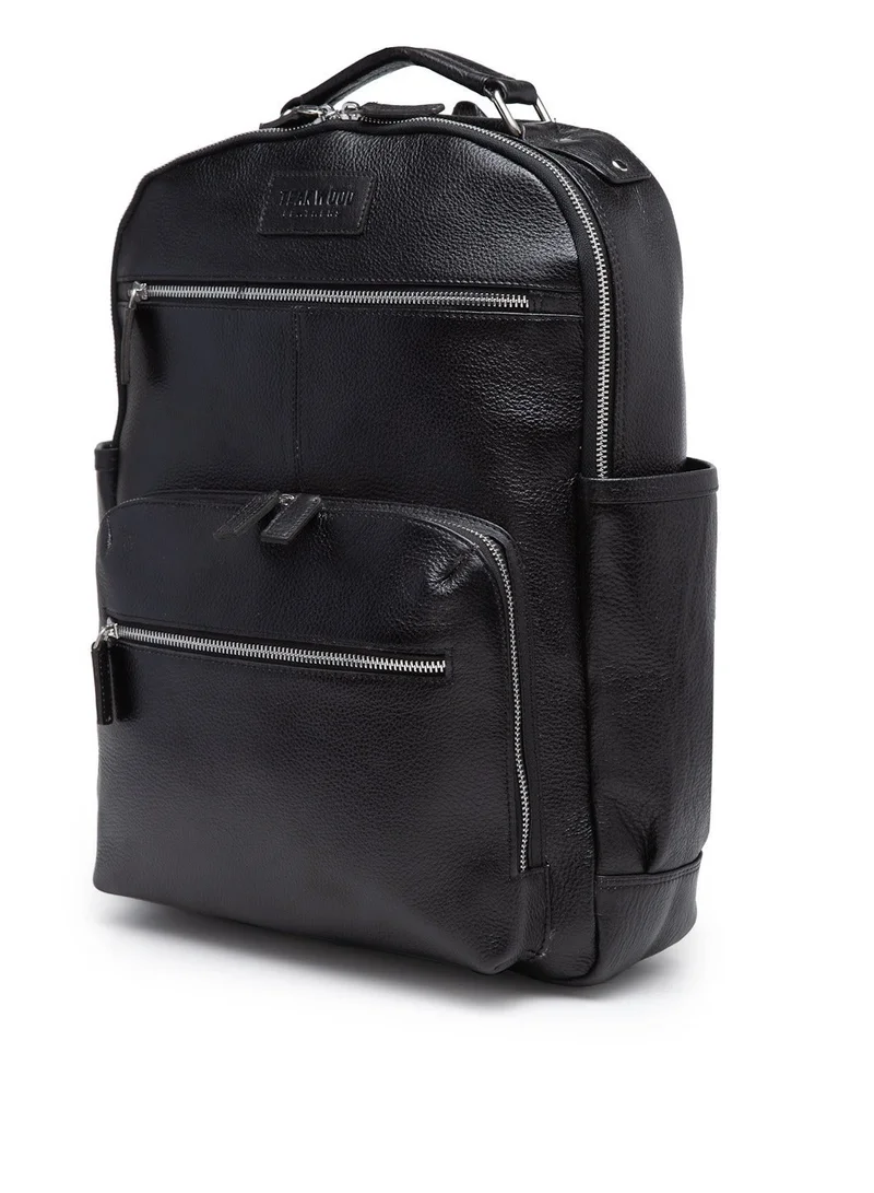 Teakwood black Teakwood Genuine Leather Business Laptop Backpack 23L | Fits up to 15.6" Laptop | Premium Black Office & Travel Backpack for Men & Women | Water-Resistant | Lightweight | Multi-Compartment Durable Design for Men | Best Price UAE
