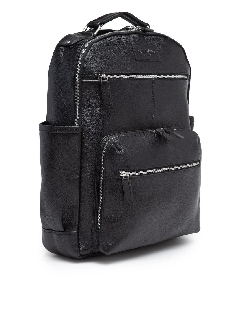 Teakwood black Teakwood Genuine Leather Business Laptop Backpack 23L | Fits up to 15.6" Laptop | Premium Black Office & Travel Backpack for Men & Women | Water-Resistant | Lightweight | Multi-Compartment Durable Design for Men | Best Price UAE
