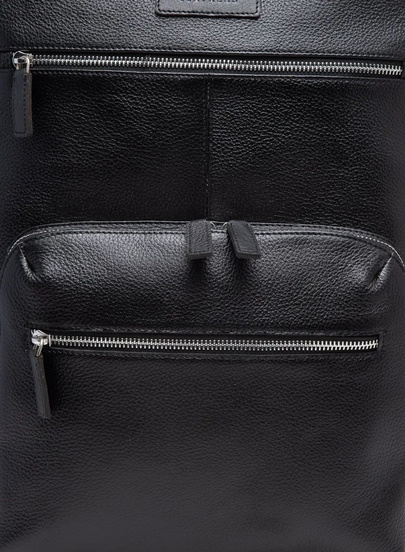 Teakwood black Teakwood Genuine Leather Business Laptop Backpack 23L | Fits up to 15.6" Laptop | Premium Black Office & Travel Backpack for Men & Women | Water-Resistant | Lightweight | Multi-Compartment Durable Design for Men | Best Price UAE