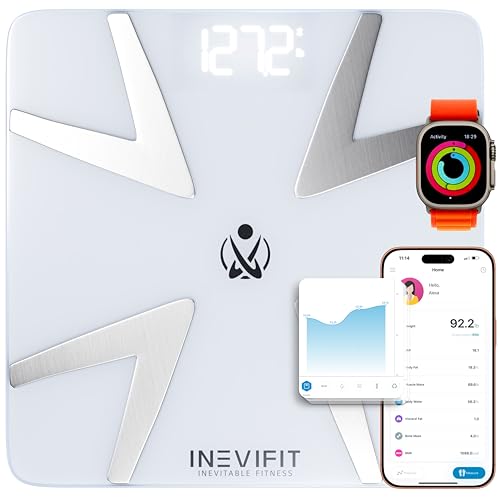 INEVIFIT ميزان الدهون الذكي INEVIFIT دقيق للغاية مع بلوتوث محلل تكوين الجسم الرقمي لقياس الوزن ونسبة الدهون والماء والعضلات ومؤشر كتلة الجسم والدهون الحشوية وكتلة العظام لعدد غير محدود من المستخدمين - Image 2