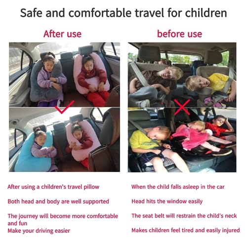 FHSGGP Travel Pillow Cushion for The Back Seat of Car Car Pillow for Kids A Sleeping Artifact Suitable for Long-Distance Travel of Adults and Children Travel Pillow for Kids Pink - Image 2