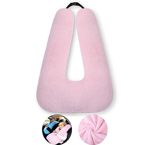 FHSGGP Travel Pillow Cushion for The Back Seat of Car Car Pillow for Kids A Sleeping Artifact Suitable for Long-Distance Travel of Adults and Children Travel Pillow for Kids Pink - Image 1