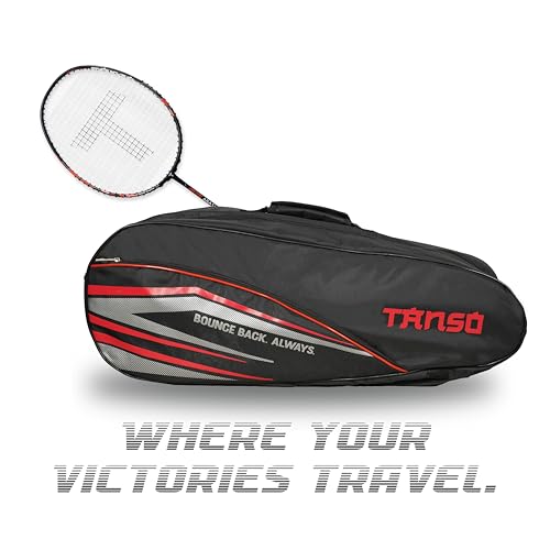 TANSO Arashi 2.0 Full Graphite Ultra Light Weight Carbon Fibre Strung Badminton Racket with T-Blast Badminton Kit Bag (32 Lbs Tension,77 Grams, Strung with Premium Strings) - Image 4