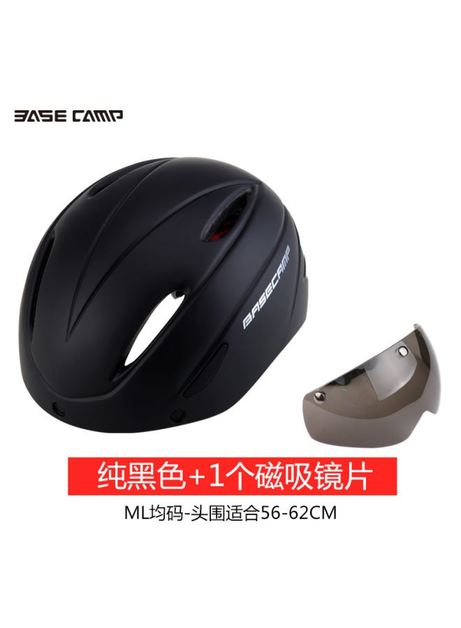 Pure Black Batch Of Magnetic Bicycle Helmets Off-road Mountain Bike Outdoor Riding Helmet Eps One-piece Riding Equipment