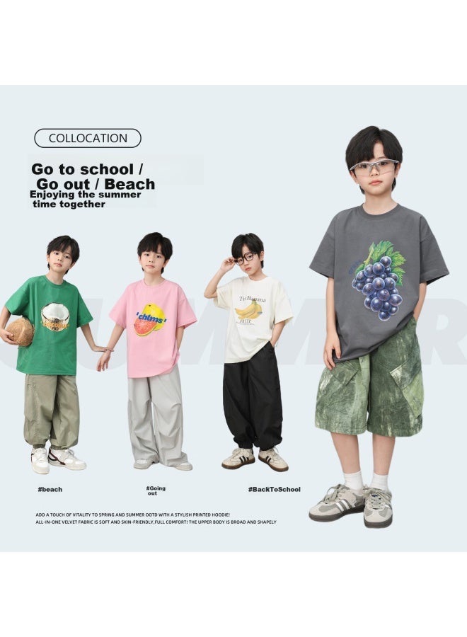 Luson Chen Dazhu Uni Short Sleeve T-shirt Xinjiang Cotton Summer New Cool Feeling Half Sleeve Boys Big Kids Top - Image 2