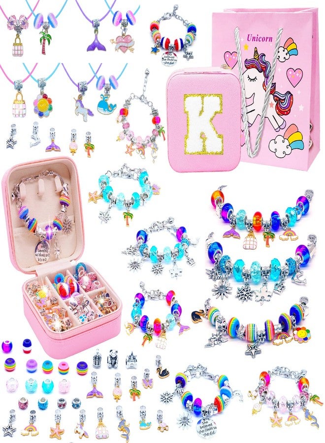 SUREHOME Charm Bracelet Making Kit for Girls Toys Age 6-8-10 Kids Jewelry Making Kit with Box, Arts And Crafts for Girls 8-12 Birthday Gifts for 7 8 9 10 11 12 Year Old Girl Christmas Trendy Stuff - K - Image 1