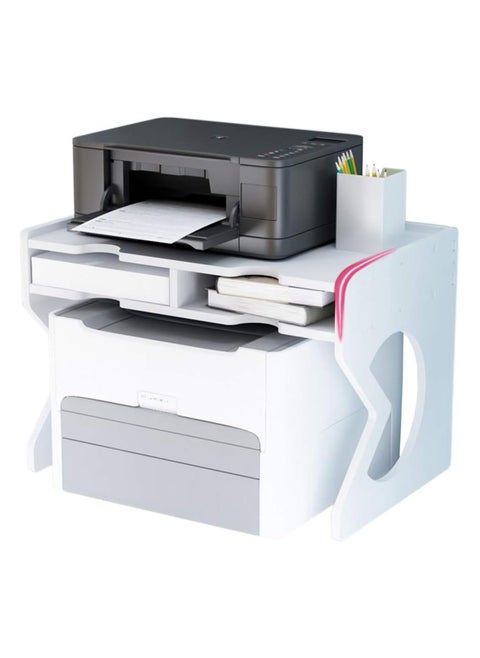 Printer Desktop Stands,Desk Organiser white with Storage Office Supplies Printer Stand for Fax Machine,Scanner,Files,Office Supplies with Adjustable Feet (18.5”x12.4”)