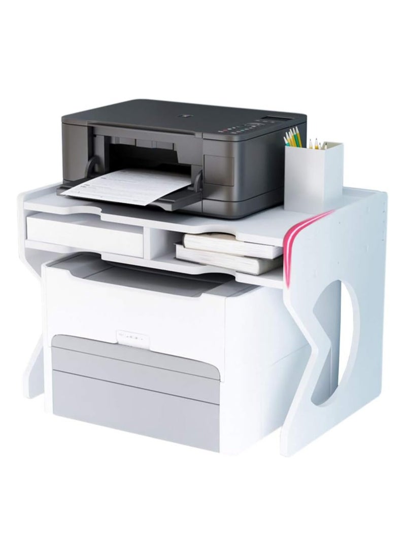 TPGP - Printer Desktop Stands,Desk Organiser white with Storage Office Supplies Printer Stand for Fax Machine,Scanner,Files,Office Supplies with Adjustable Feet (18.5”x12.4”) - Image 1