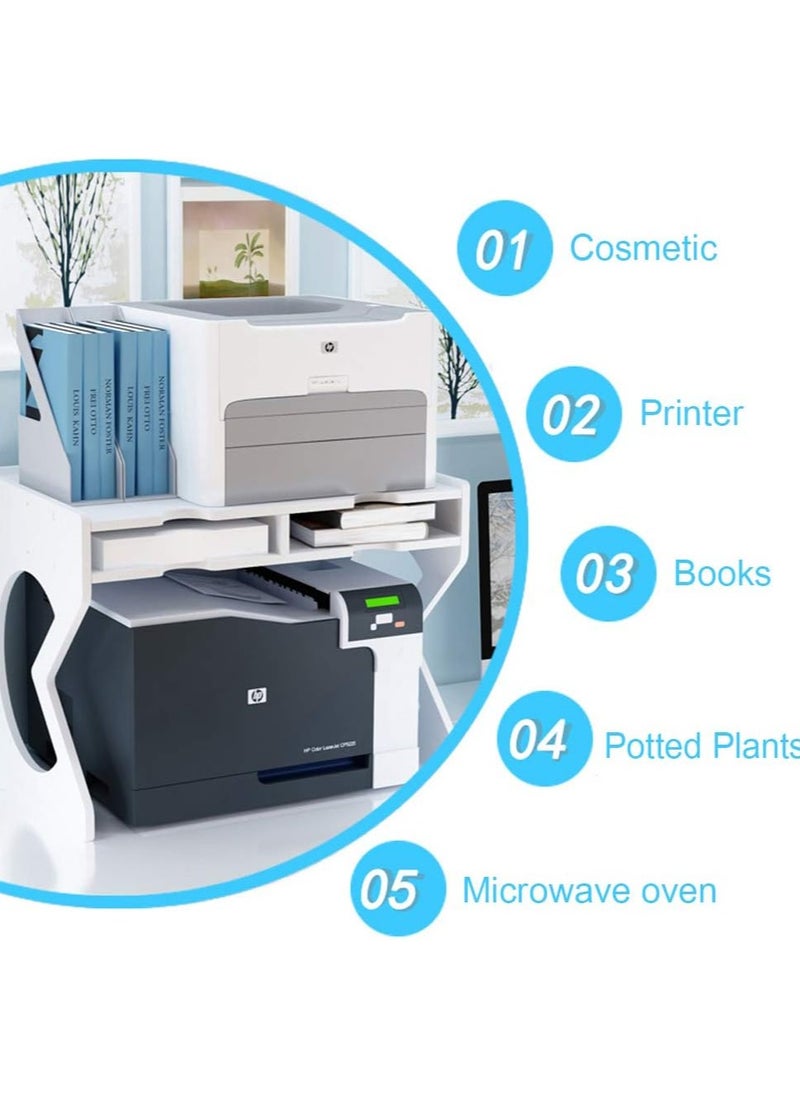 TPGP - Printer Desktop Stands,Desk Organiser white with Storage Office Supplies Printer Stand for Fax Machine,Scanner,Files,Office Supplies with Adjustable Feet (18.5”x12.4”) - Image 1
